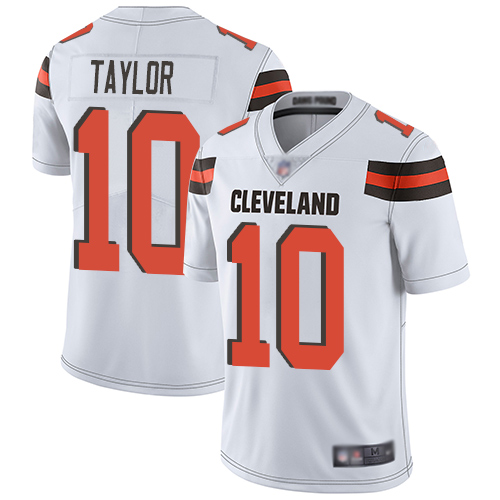 Cleveland Browns Taywan Taylor Men White Limited Jersey 10 NFL Football Road Vapor Untouchable